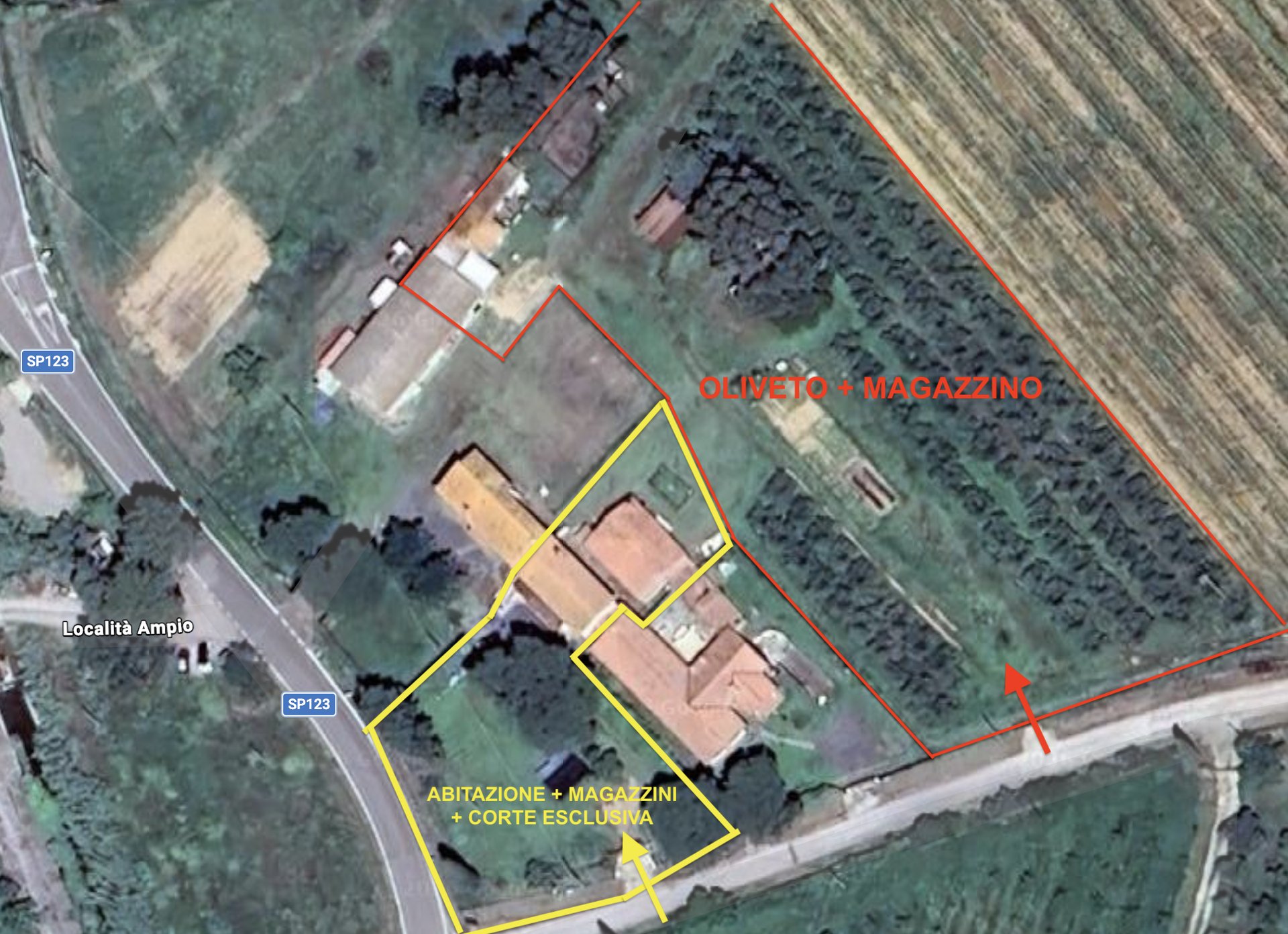 Casale con due abitazioni e magazzini in località Ampio Casale con due abitazioni e magazzini in località Ampio