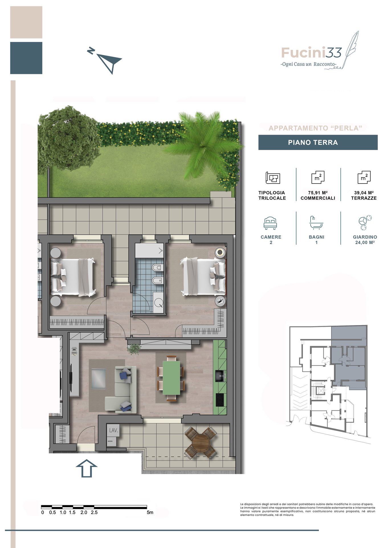 Trilocale nuovo con giardino privato in Via Fucini 33, Grosseto